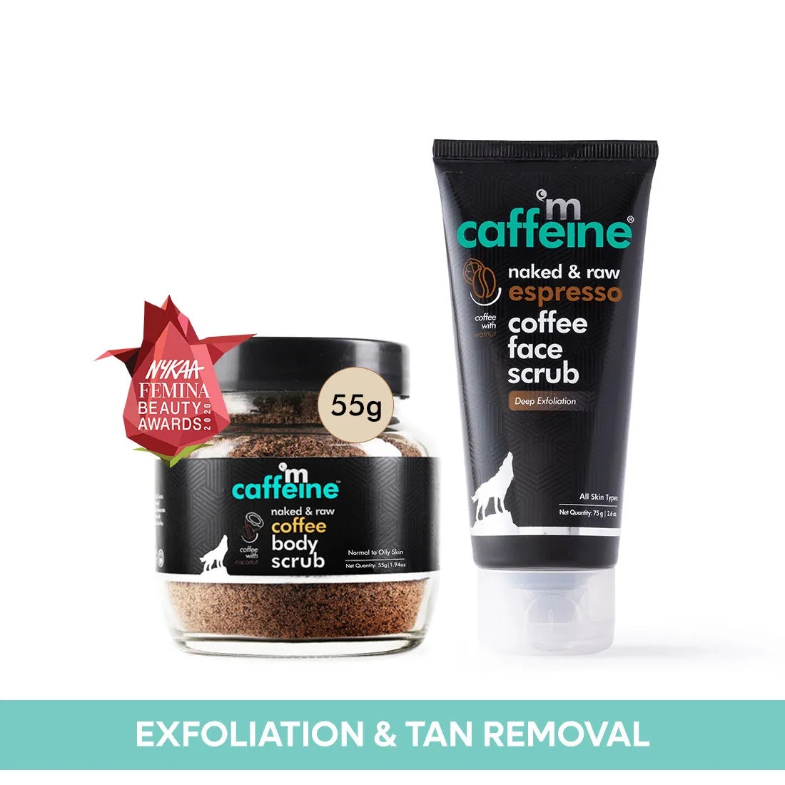 MCaffeine Exfoliate Coffee Body Scrub & Espresso Face Scrub Combo for Tan & Blackhead Removal