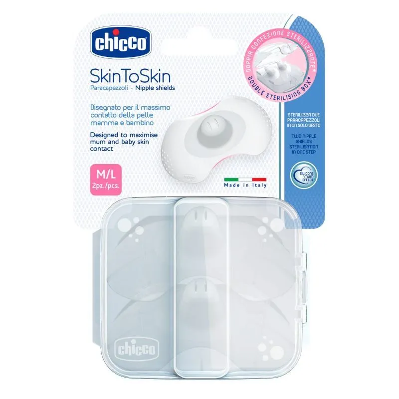 Chicco New Nipple Shields Silicone Medium To Large - White