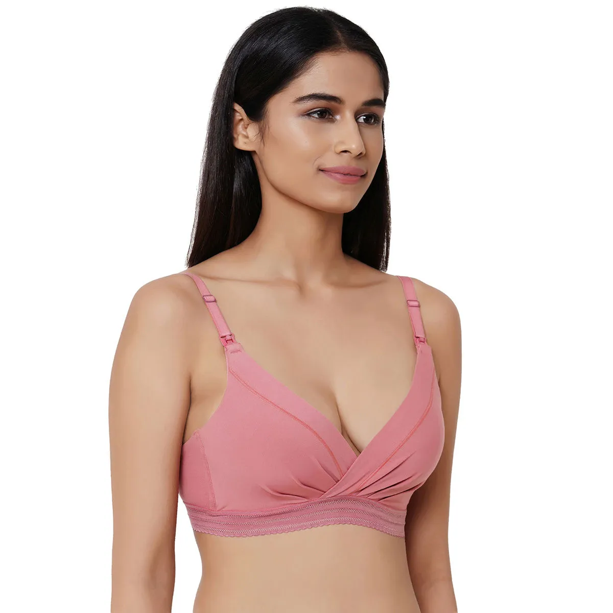 Wacoal La Vigne Padded Non-Wired 3/4Th Cup Cotton Comfortable Maternity Bra - Pink (34D)