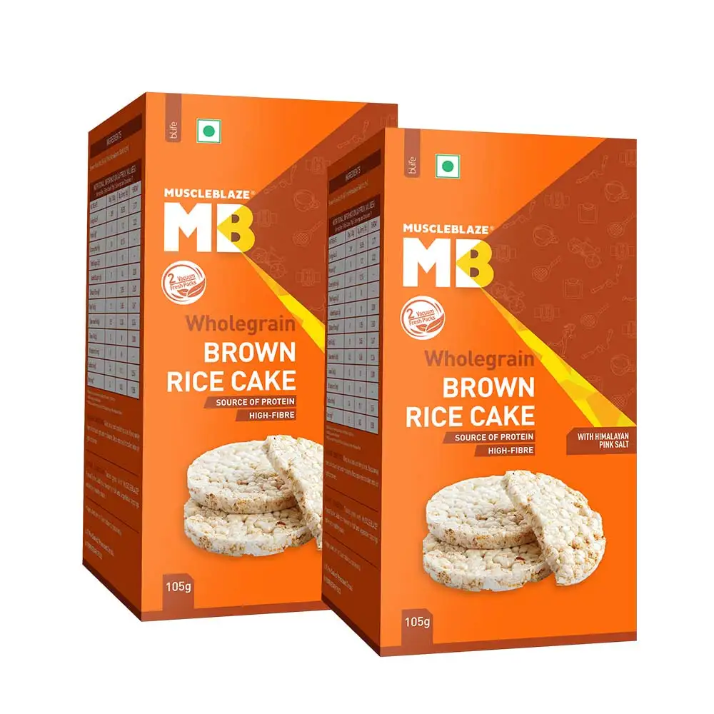 MuscleBlaze Wholegrain Brown Rice Cake,  2 Piece(s)/Pack  with Himalayan Pink Salt