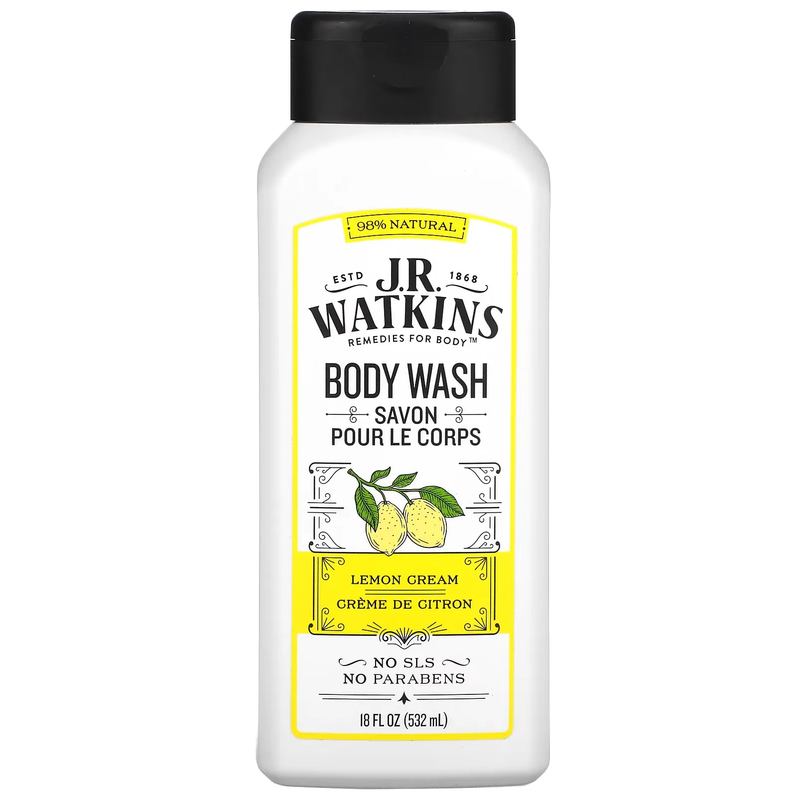 Body Wash, Lemon Cream, 18 fl oz ( 532 ml)