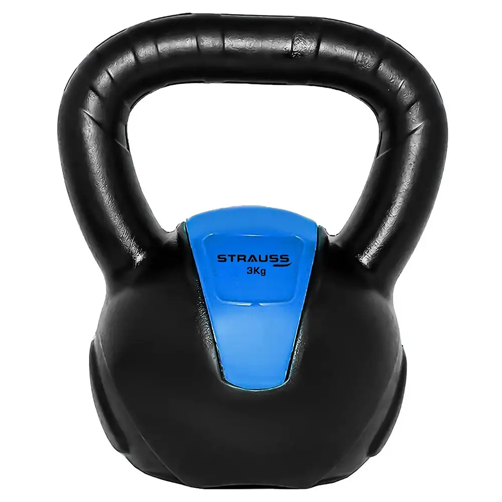 Strauss PVC Kettlebell,  Blue  3 kg