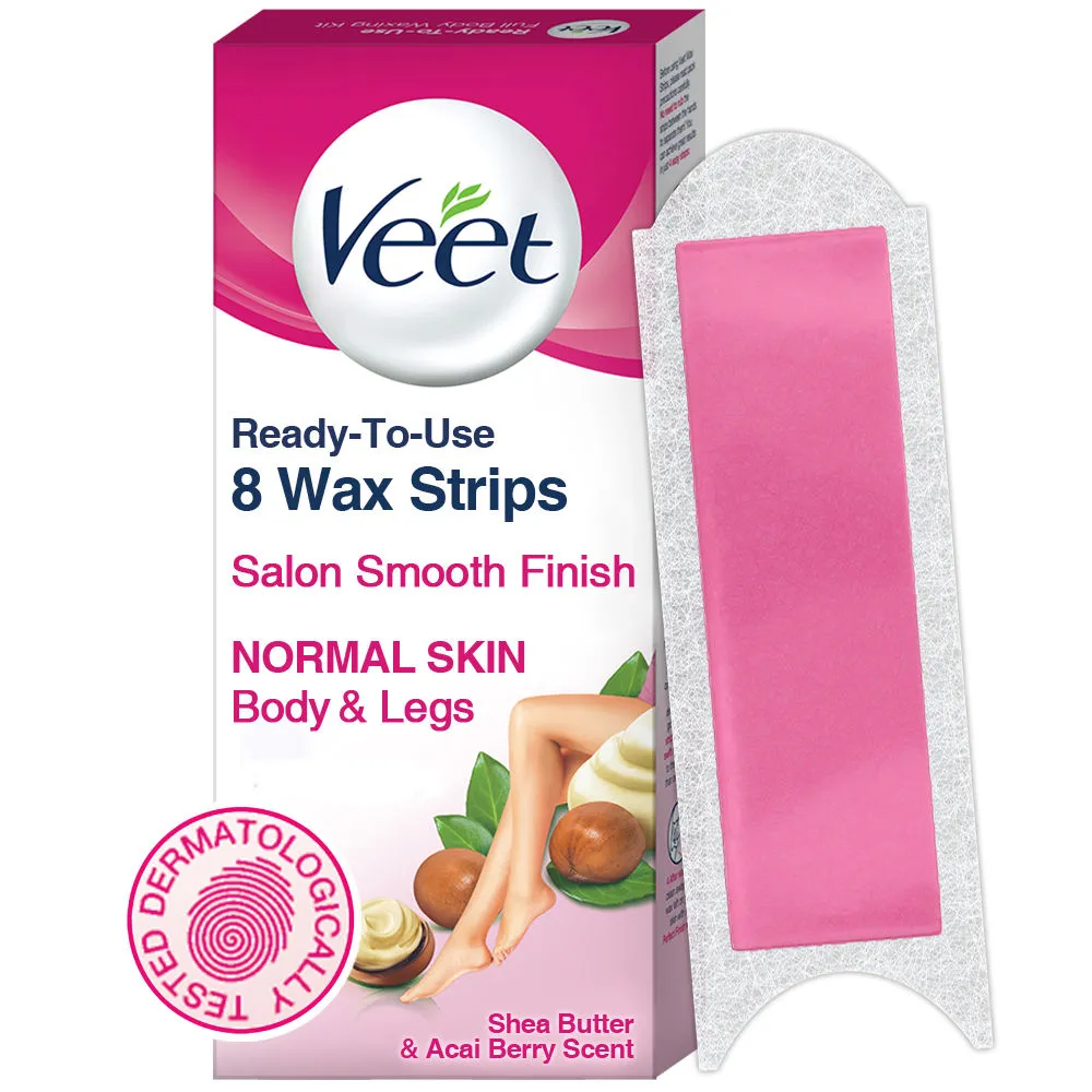 Veet Half Body Waxing Kit Easy-Gelwax Technology Normal Skin - 8 Strips