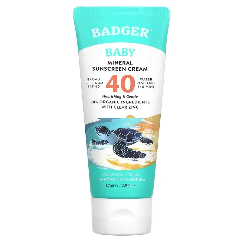 Baby Mineral Sunscreen Cream, SPF 40, Chamomile & Calendula,  2.9 fl oz (87 ml)