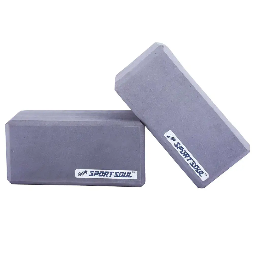 SportSoul Classic Yoga Block,  Grey (Pack of 2)  22 x 15 x 7 cm