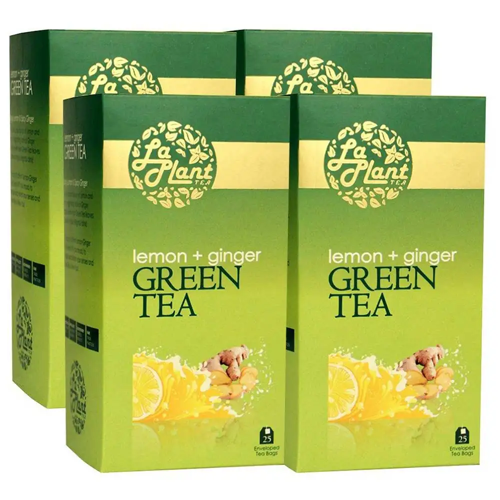 Laplant Green Tea,  25 Piece(s)/Pack  Lemon & Ginger (Pack of 4)