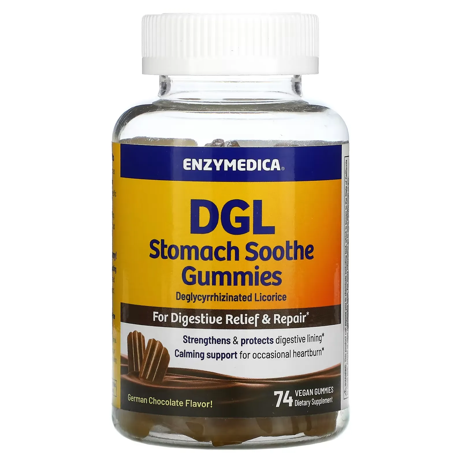 DGL Stomach Soothe Gummies, German Chocolate, 74 Vegan Gummies