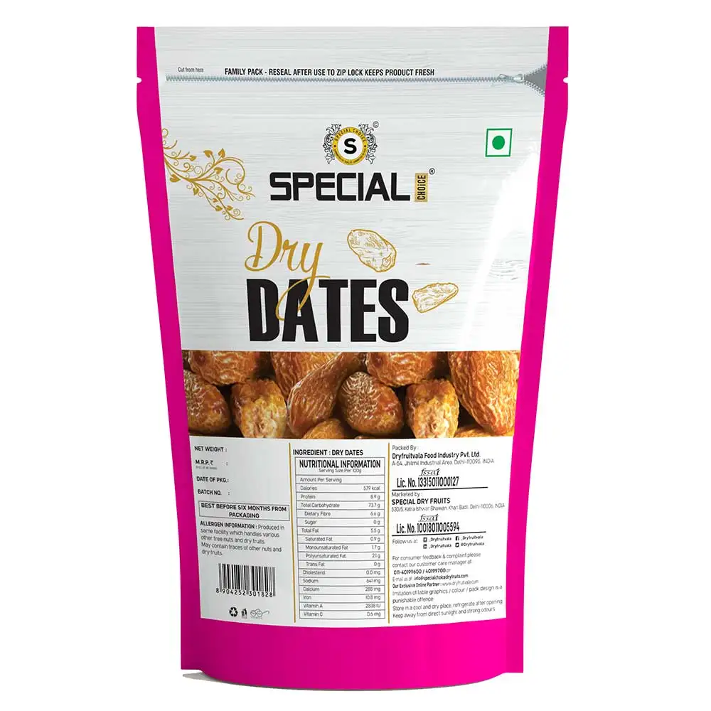 Special Choice Dry Dates (Chuara),  1 kg  Unflavoured Yellow Stone (Pack of 3)