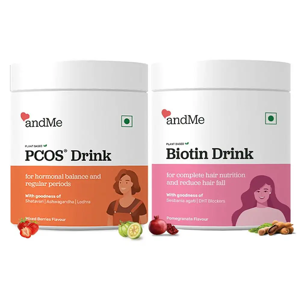 andMe PCOS & Biotin Drink Combo,  2 Piece(s)/Pack  Mixed Berries & Pomegranate