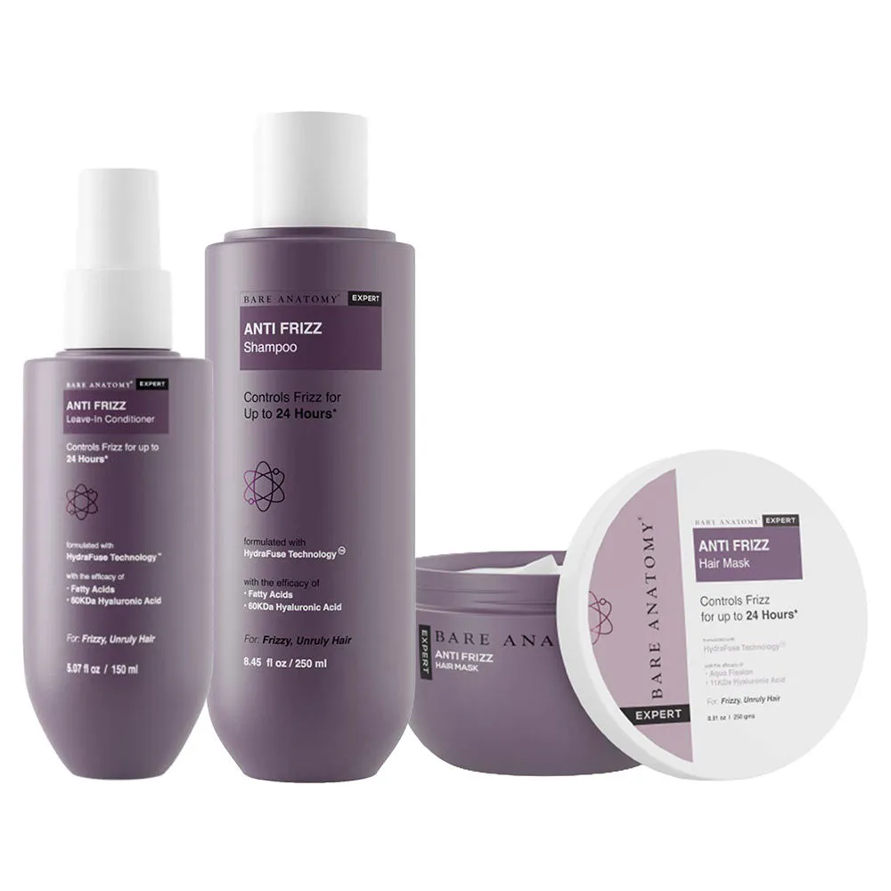 Bare Anatomy Anti Frizz Regime With Shampoo, Hair Mask & Leave In Conditioner(250ml + 250gm + 150ml)