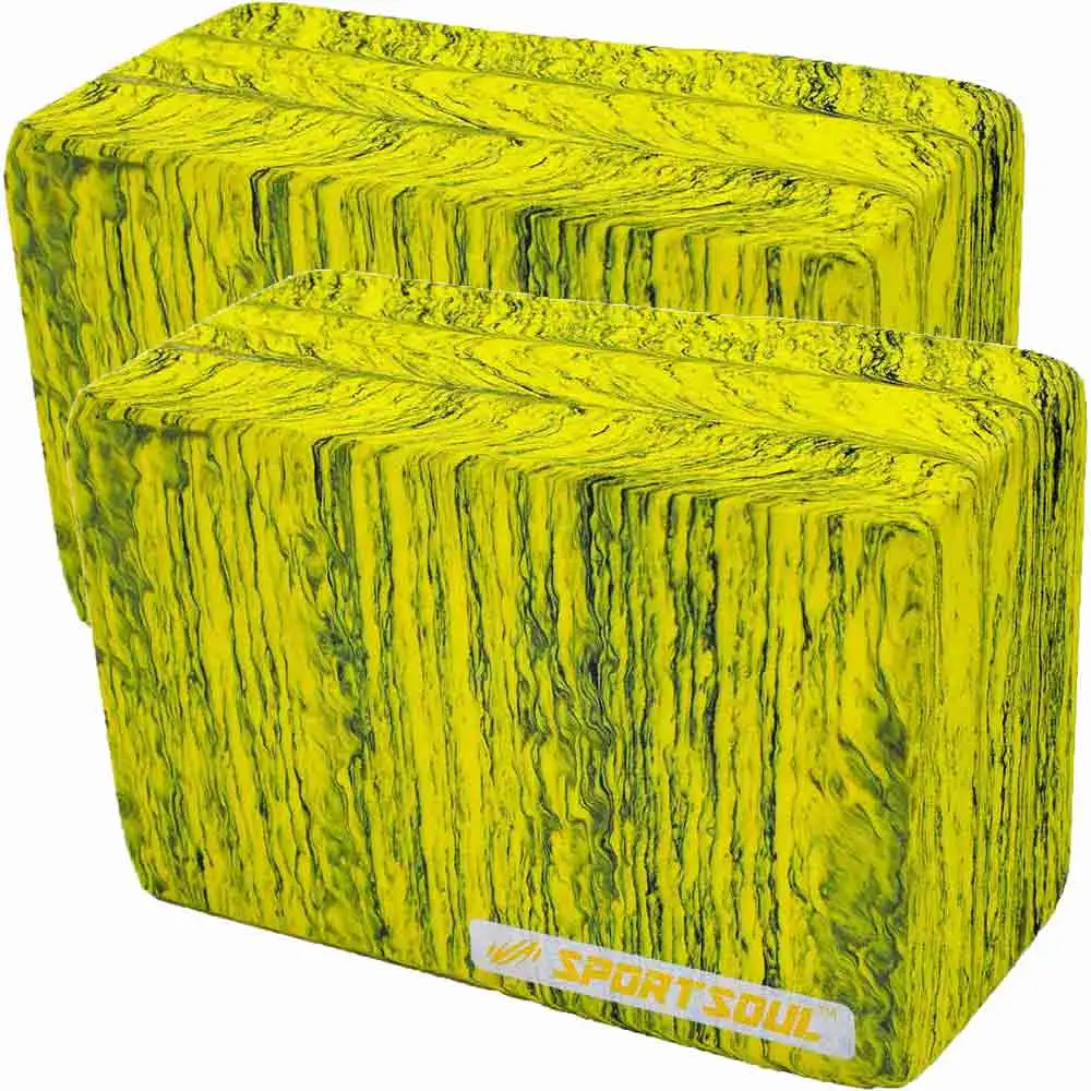 SportSoul Designer Yoga Block,  Yellow & Black (Pack of 2)  22 x 11 x 7 cm