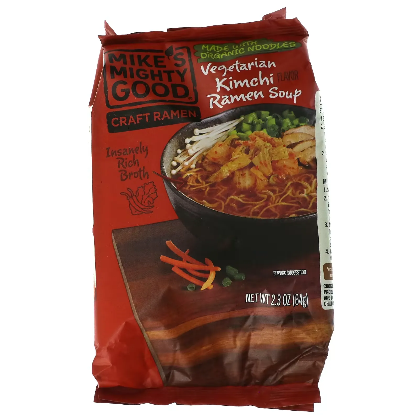 Craft Ramen, Vegetarian Kimchi Ramen Soup, 2.3 oz (64 g)