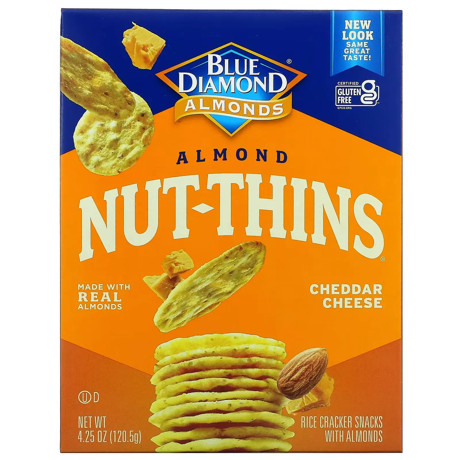 Almond Nut-Thins, Rice Cracker Snacks with Almonds, Cheddar Cheese, 4.25 oz (120.5 g)