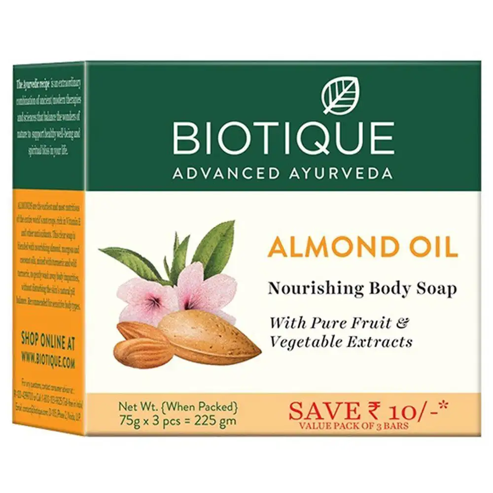 Biotique Almond Oil Nourishing Body Soap,  3 Piece(s)/Pack  with Pure Fruit Extract