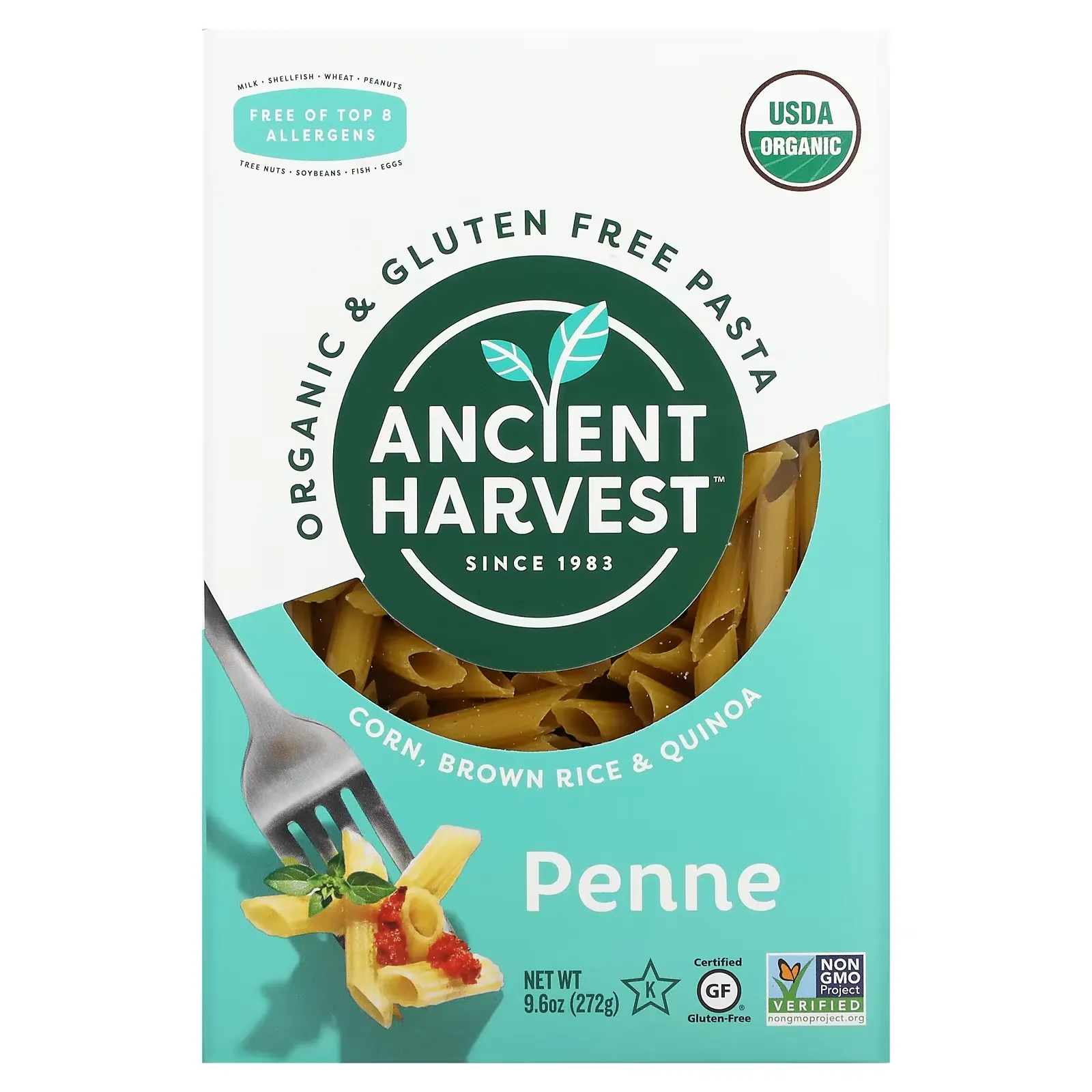 Organic & Gluten Free Pasta, Penne, Corn, Brown Rice & Quinoa, 9.6 oz (272 g)