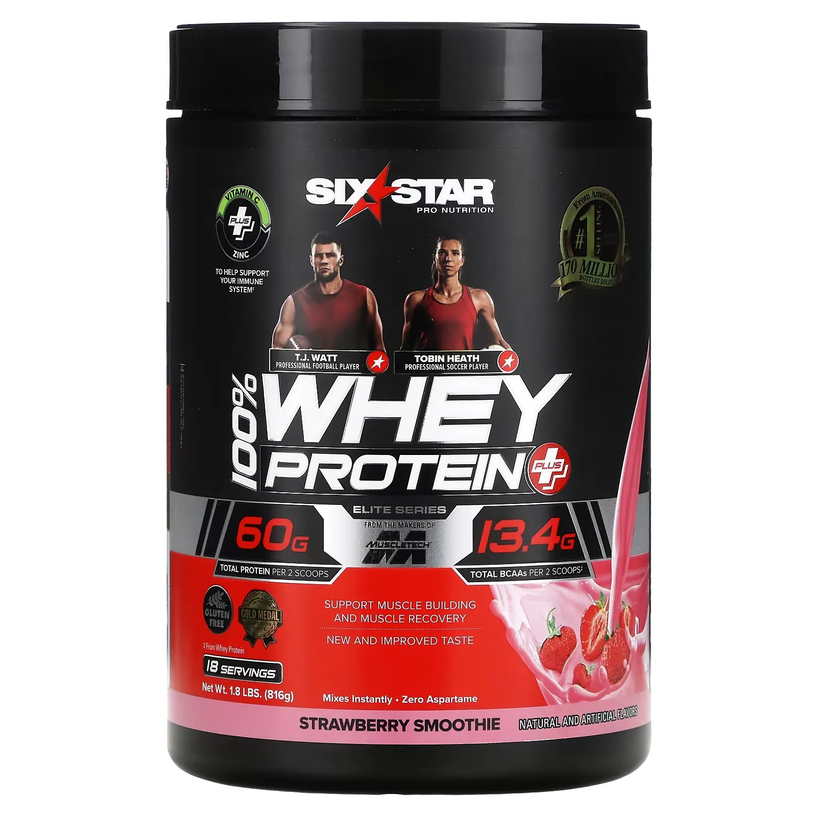 Elite Series, 100% Whey Protein Plus, Strawberry Smoothie, 1.8 lbs (816 g)