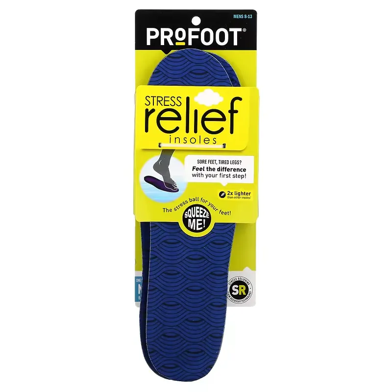 Stress Relief Insoles, Mens 8-13, 1 Pair