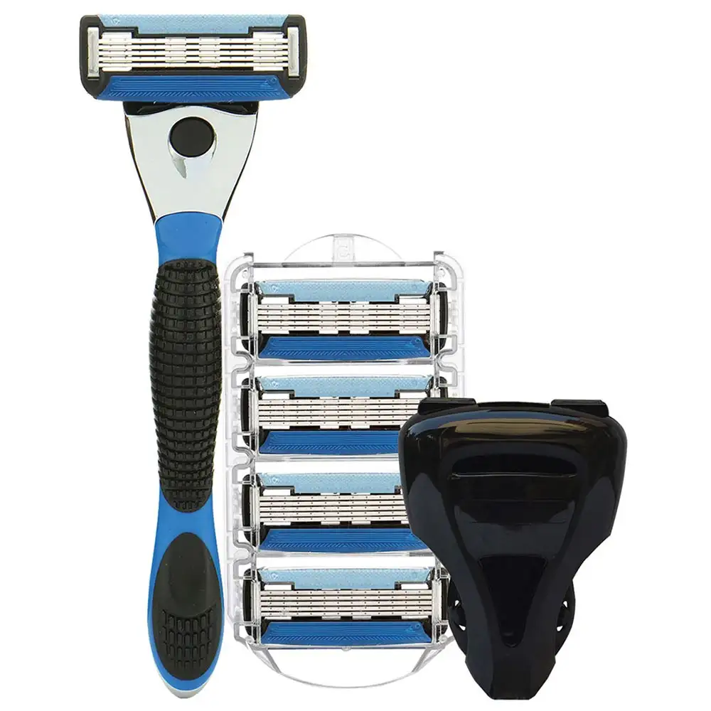 Spruce Shave Club 5X Shaving Razor Kit (5 Blade Razor Pack of 4 Cartridges and Razor Cover)