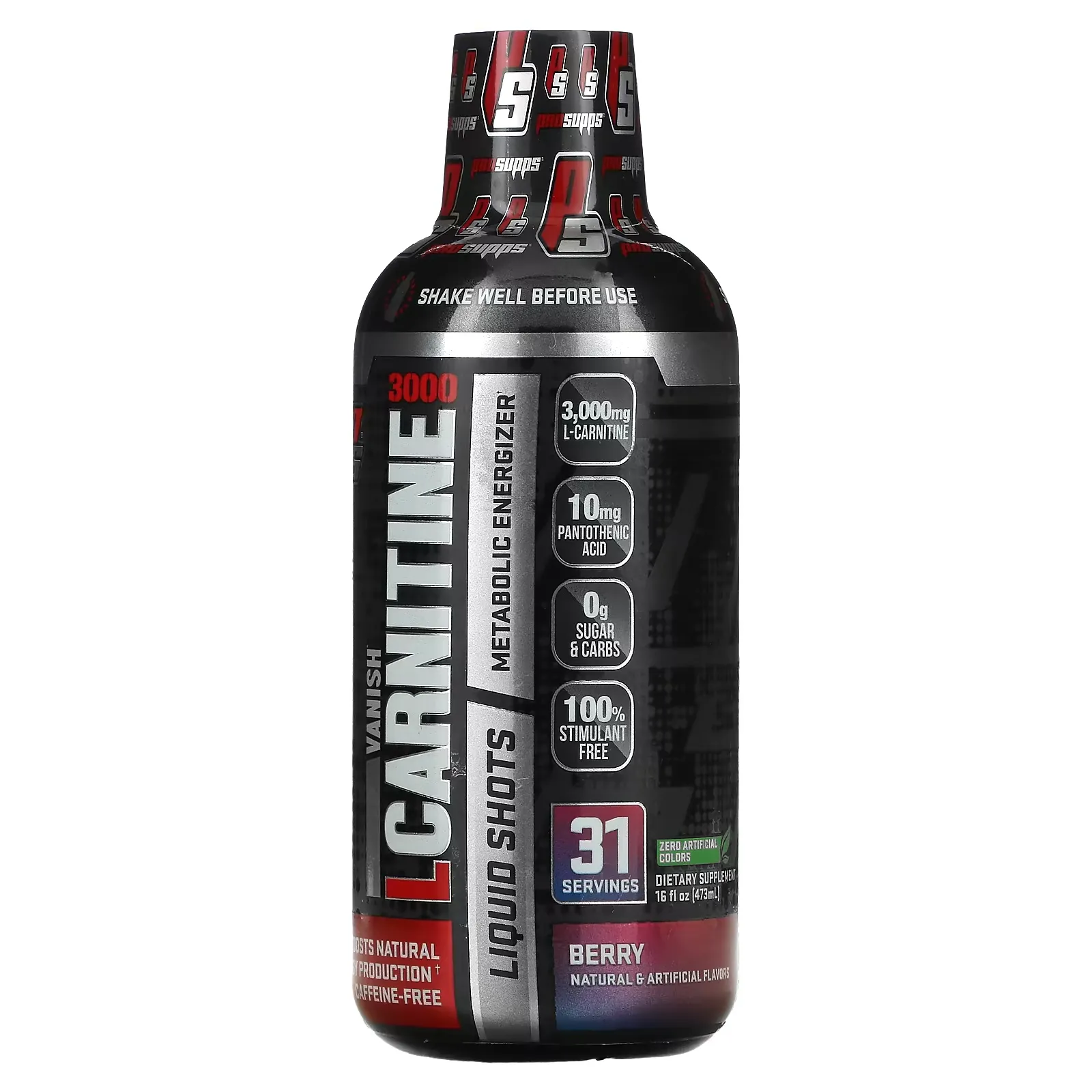 Vanish, L-Carnitine 3000 Liquid Shots, Berry, 3,000 mg, 16 fl oz (473 ml)