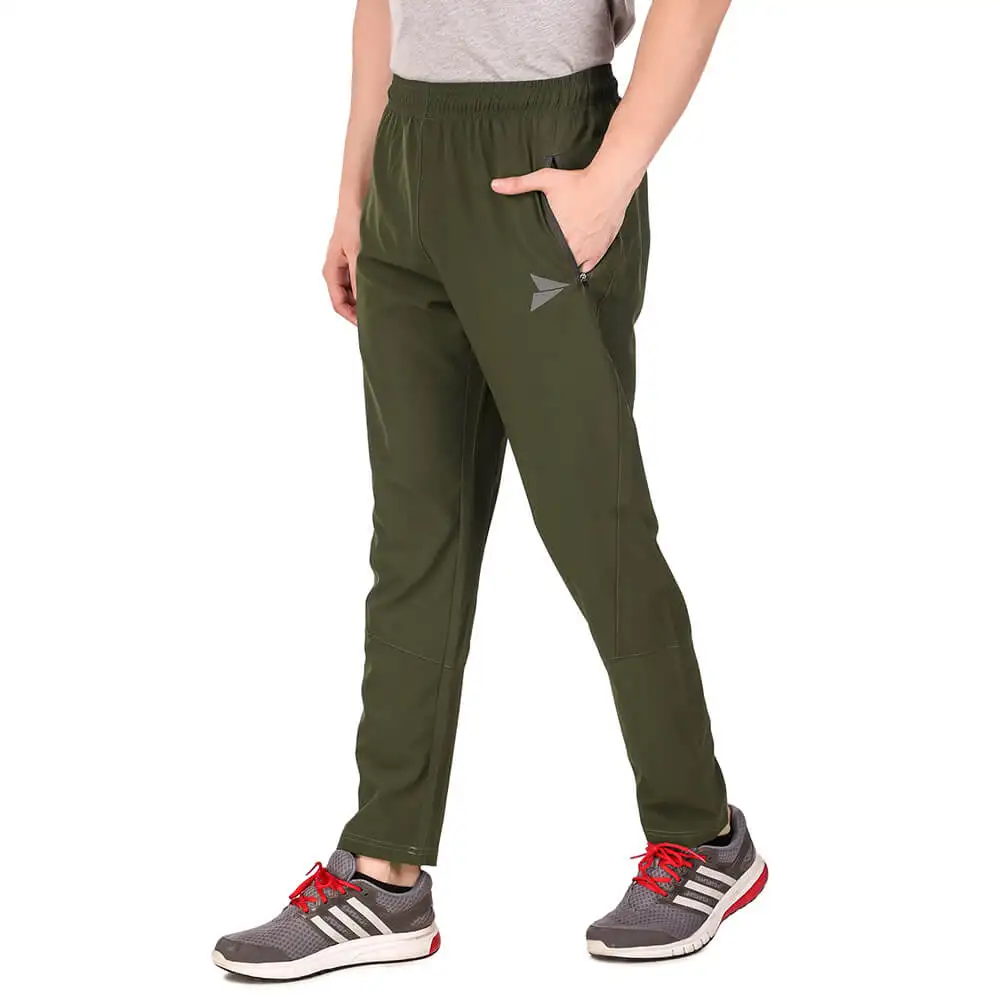 Fitinc N S Polycotton Dryfit Casual Trackpant with Both Side Safety Zipper Pocket,  Mud Green  XXL