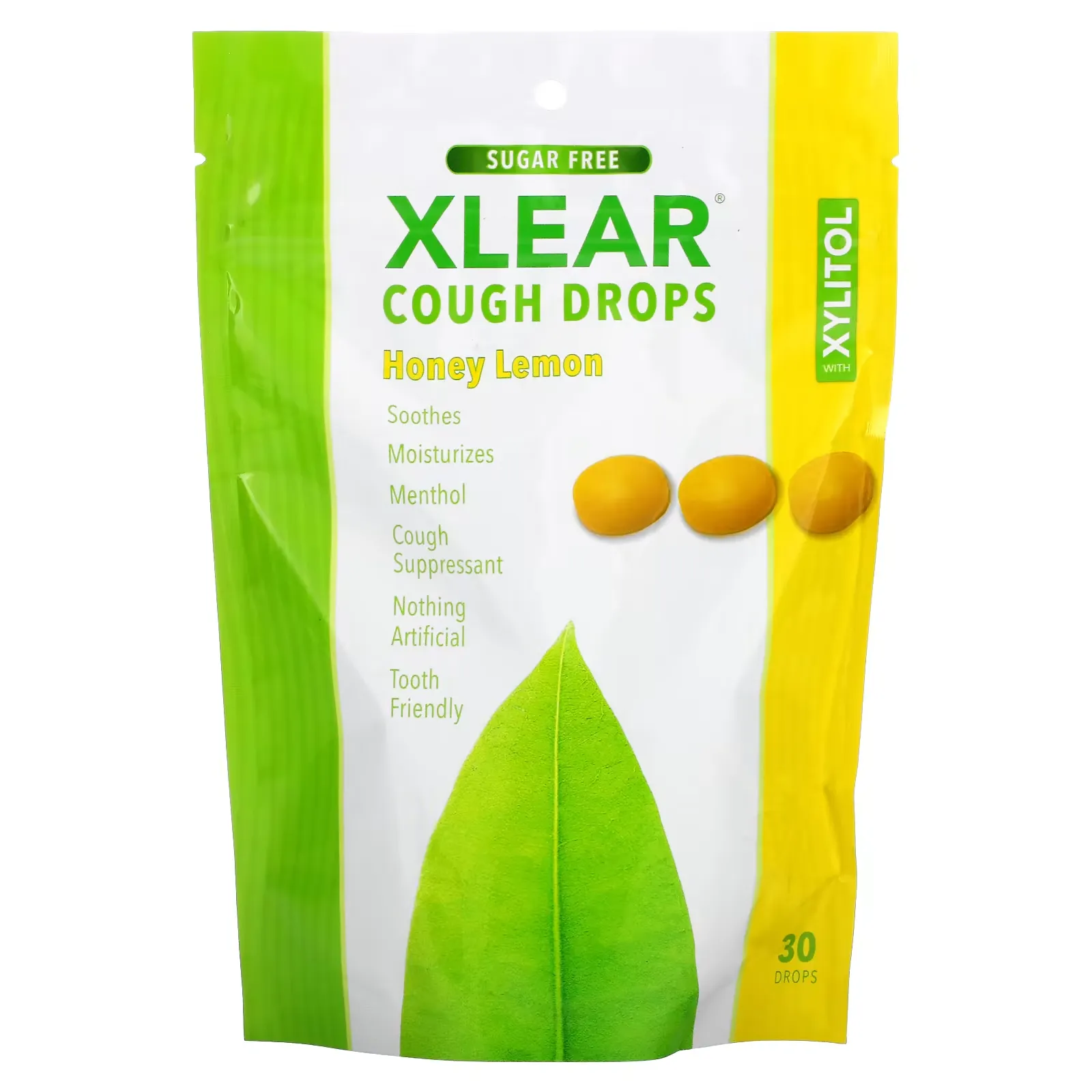 Cough Drops with Xylitol, Sugar Free, Honey Lemon, 30 Drops