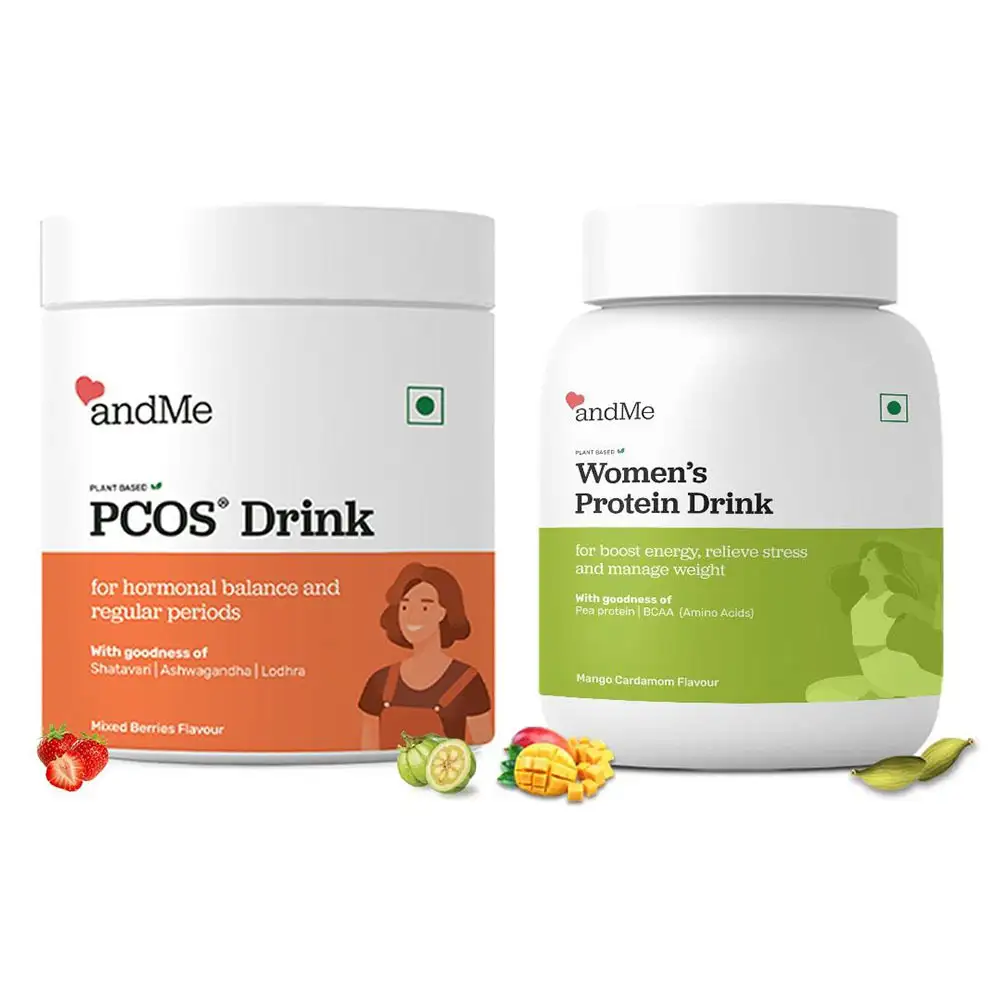 andMe PCOS and Women's Protein Drink Combo,  2 Piece(s)/Pack  Mixed Berries & Mango Cardamom