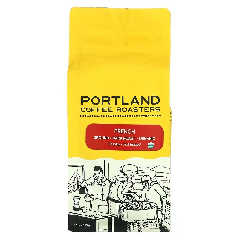 Organic Coffee, Ground, Dark Roast, French, 12 oz (340 g)