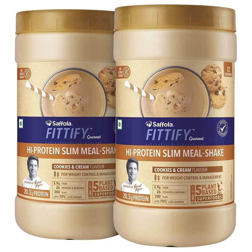 Saffola FITTIFY Gourmet Hi Protein Slim Meal Shake,  0.420 kg  Cookies & Cream