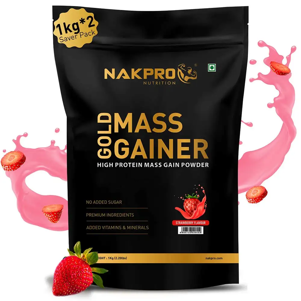 Nakpro Gold Mass Gainer,  2.2 lb  Strawberry (Pack of 2)