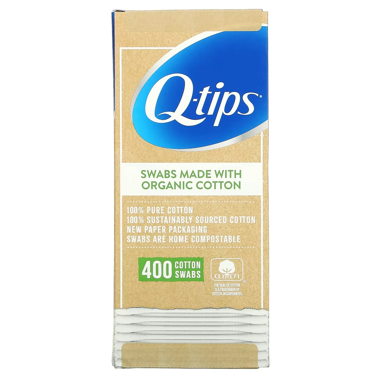 Organic Cotton Swabs, 400 Swabs