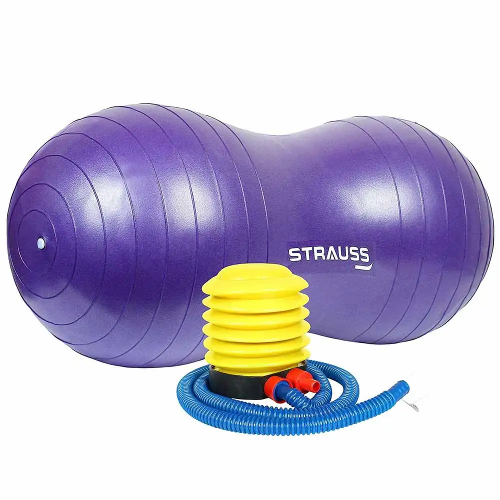 Strauss Peanut Shape Anti Burst Gym Ball with Foot Pump,  Purple  95 cm