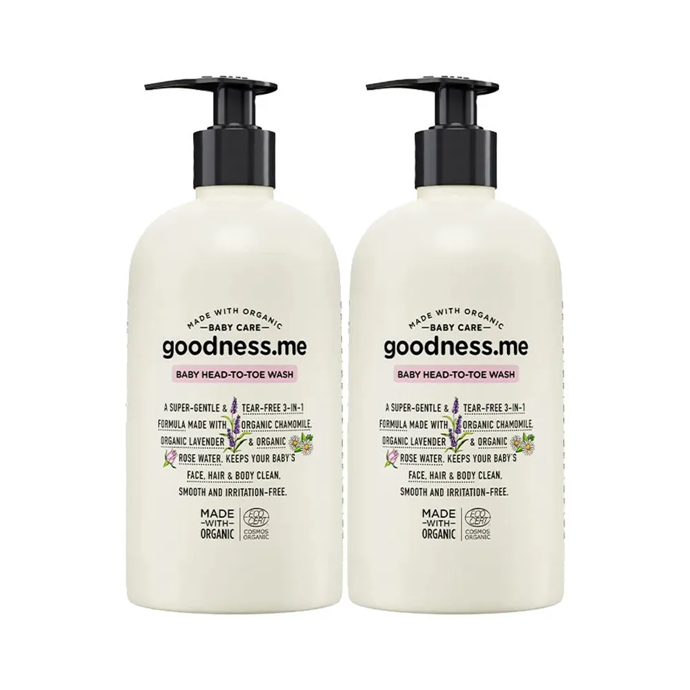 goodnessme Certified Organic Baby Head-To-Toe Wash Pack Of 2 | Tear-Free 3-In-1 Formula