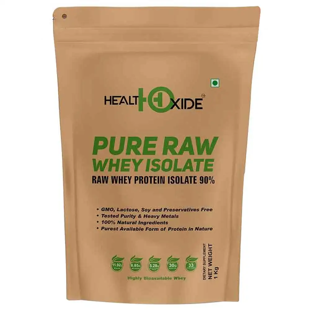 Health Oxide Pure Raw Whey Isolate,  2.2 lb  Unflavoured with Free Shaker