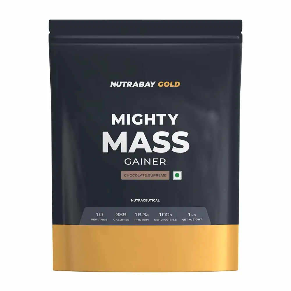 Nutrabay Gold Mighty Mass Gainer,  2.2 lb  Chocolate Supreme