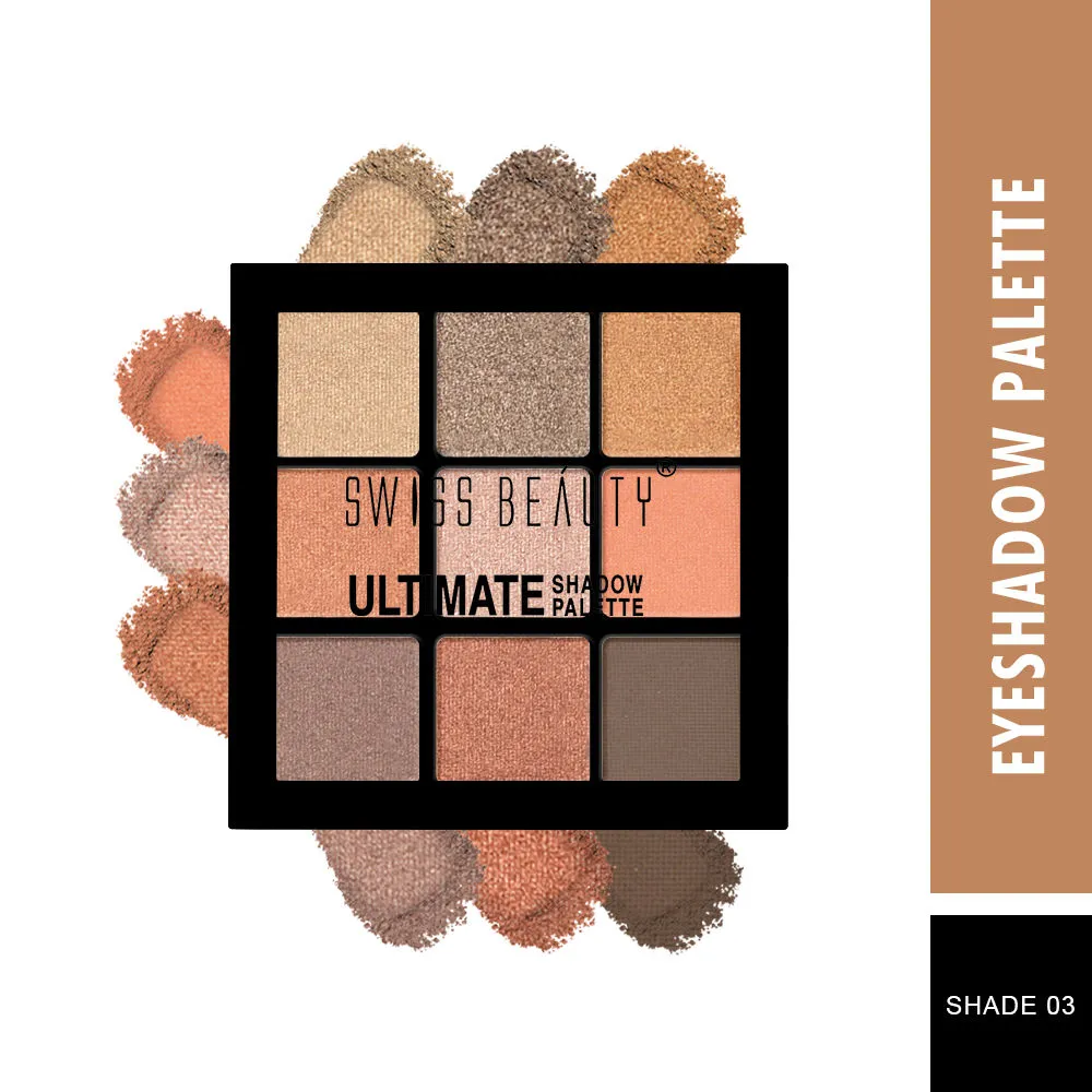 Swiss Beauty Ultimate 9 Pigmented Colors Eyeshadow Palette - Shade 03