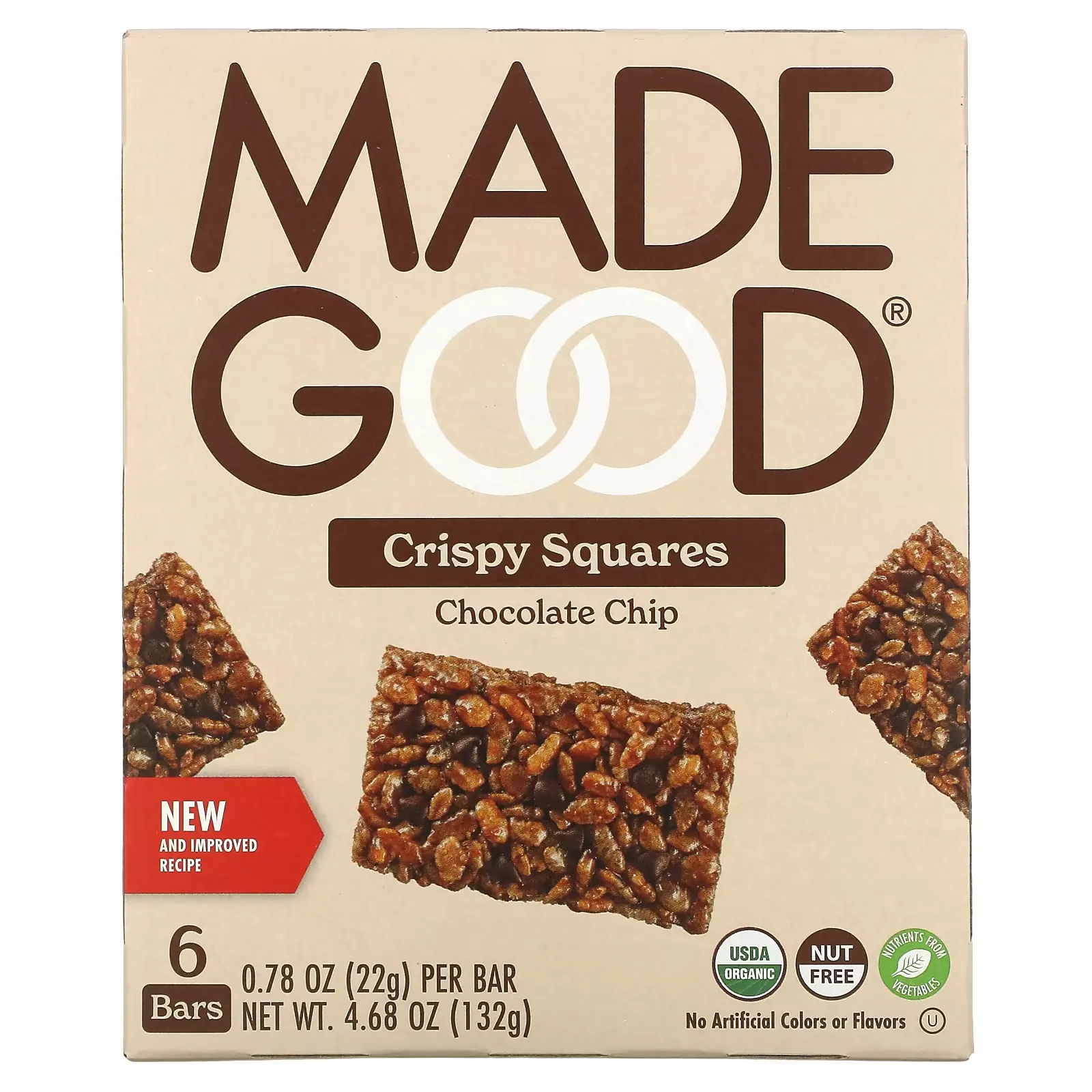 Crispy Squares, Chocolate Chip, 6 Bars, 0.78 oz (22 g) Each