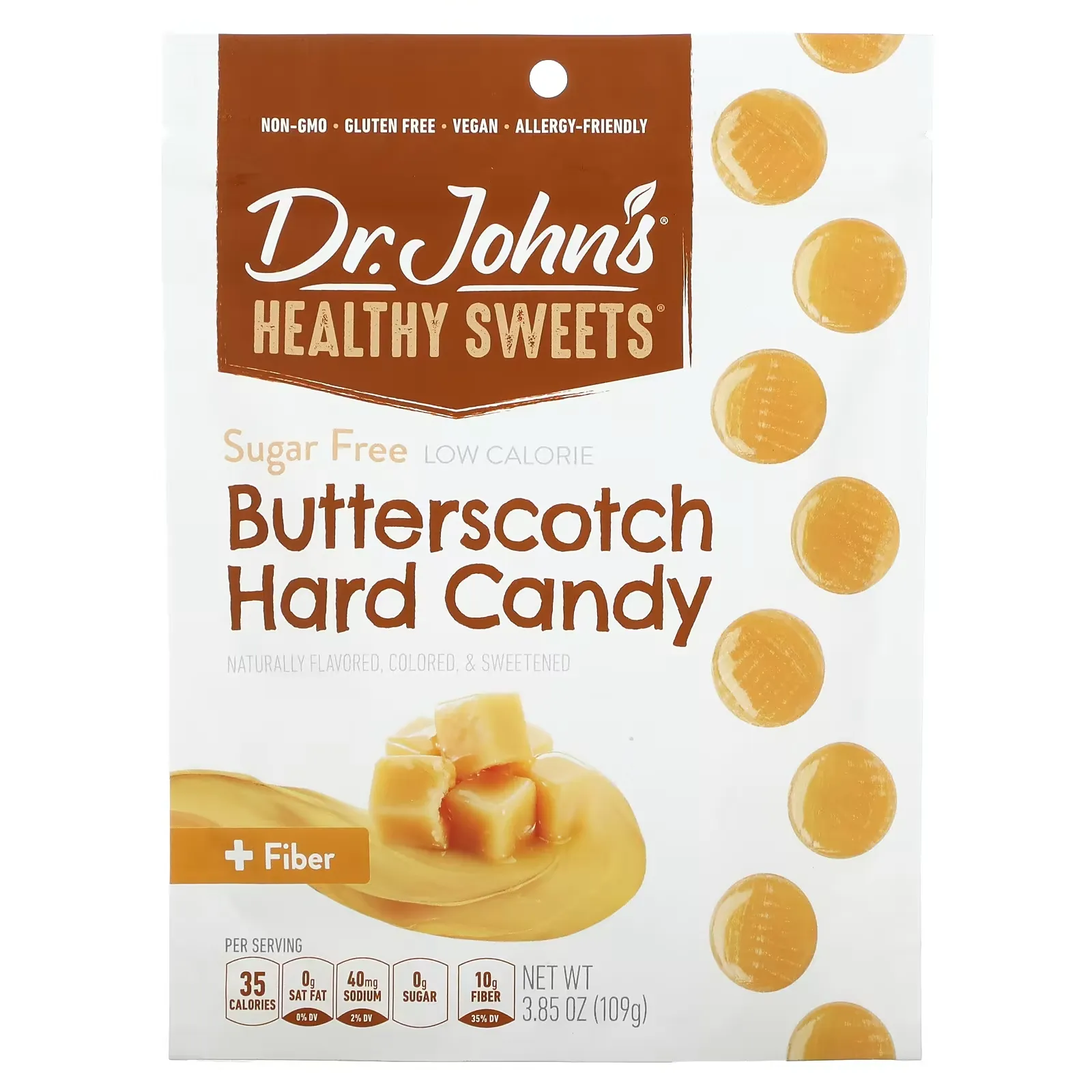 Butterscotch Hard Candy, + Fiber, Sugar Free, 3.85 oz (109 g)