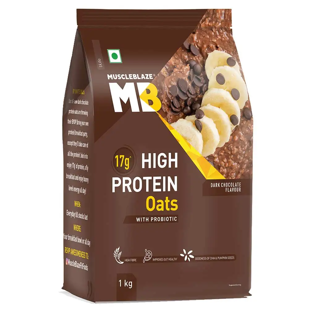 MuscleBlaze High Protein Oats,  1 kg  Dark Chocolate