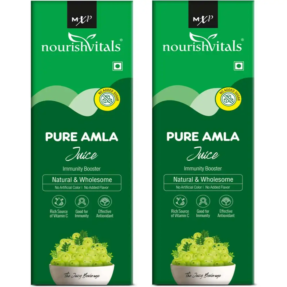 NourishVitals Pure Amla Juice,  Unflavoured (Pack of 2)  500 ml