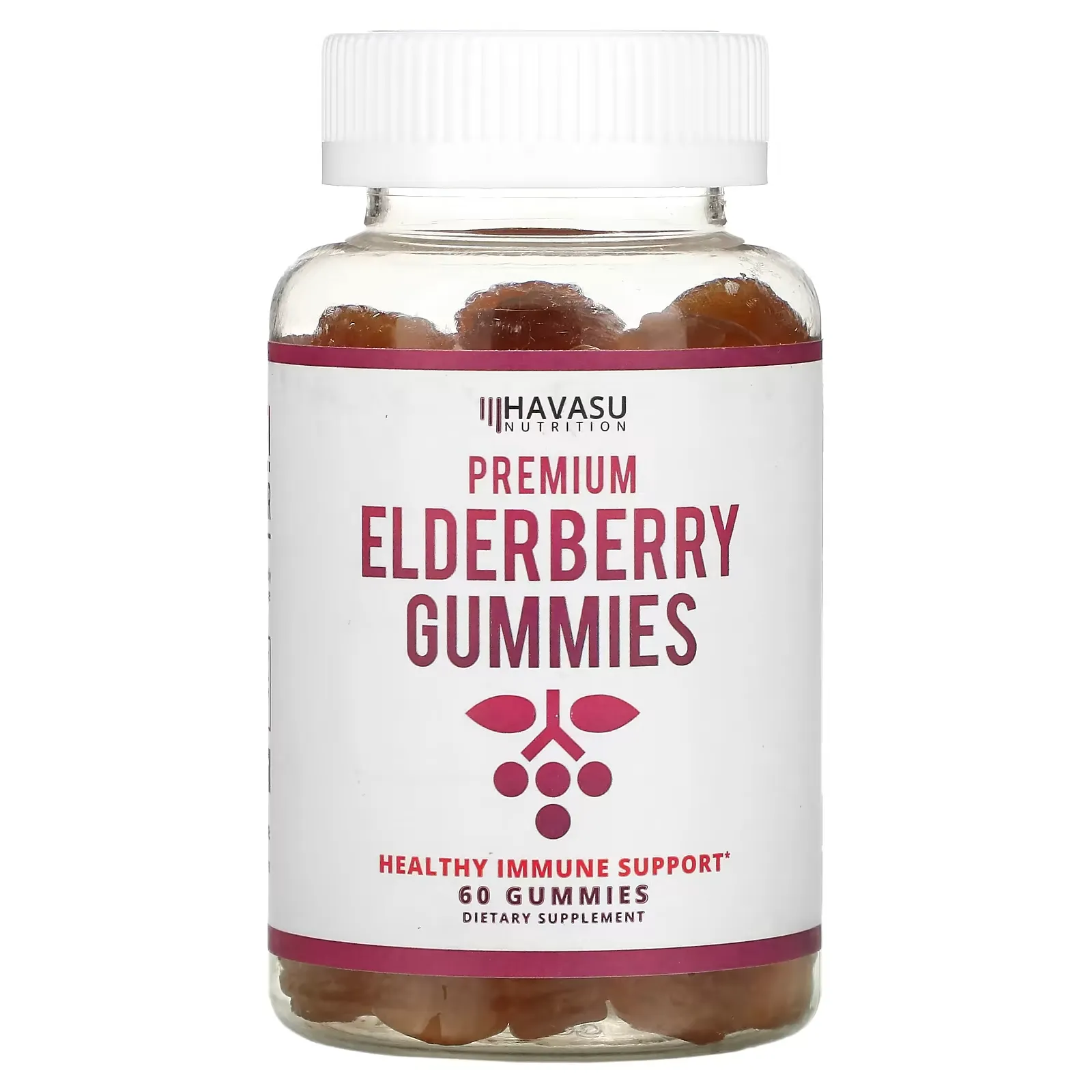 Premium Elderberry Gummies, Natural Berry, 60 Gummies