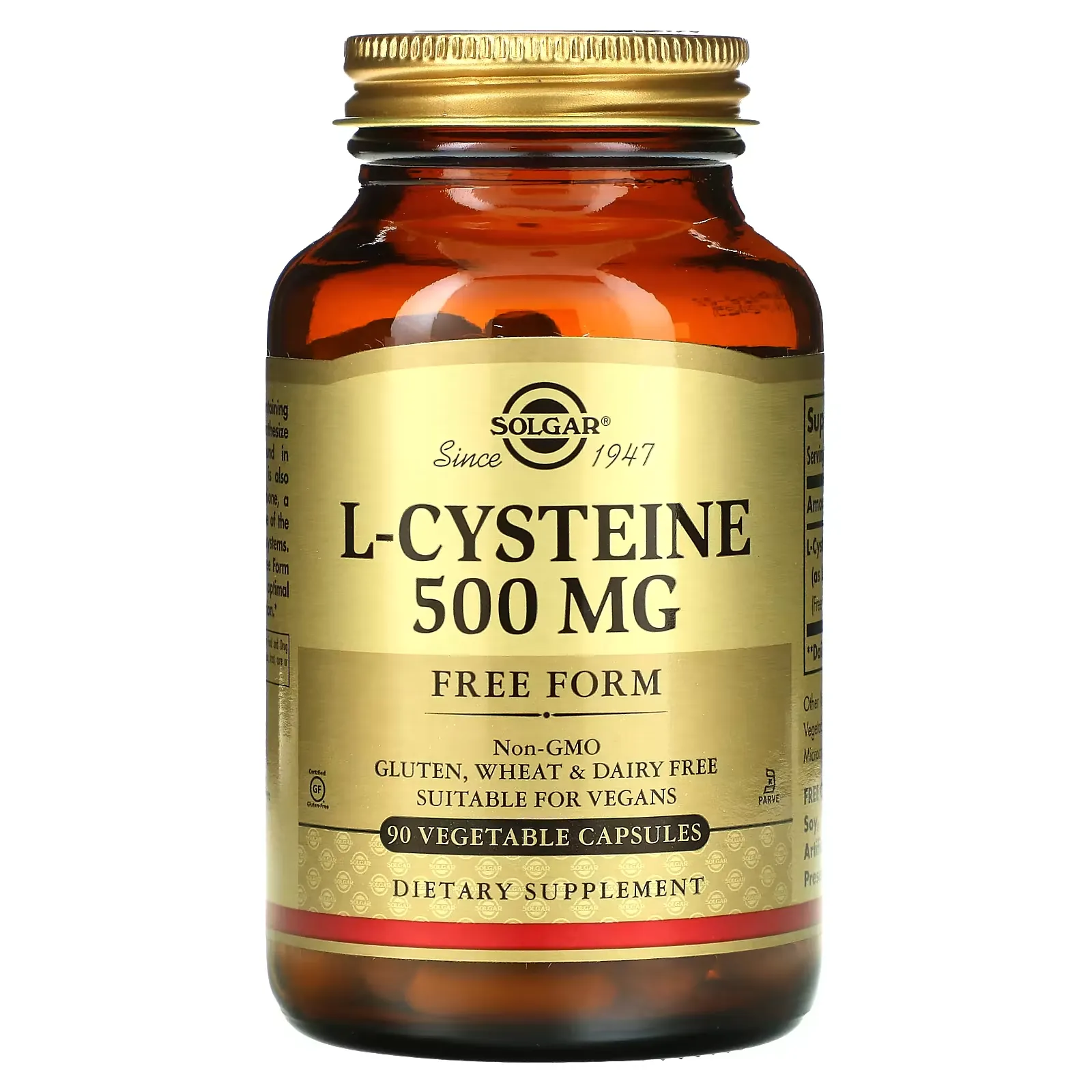 L-Cysteine, 500 mg, 90 Vegetable Capsules