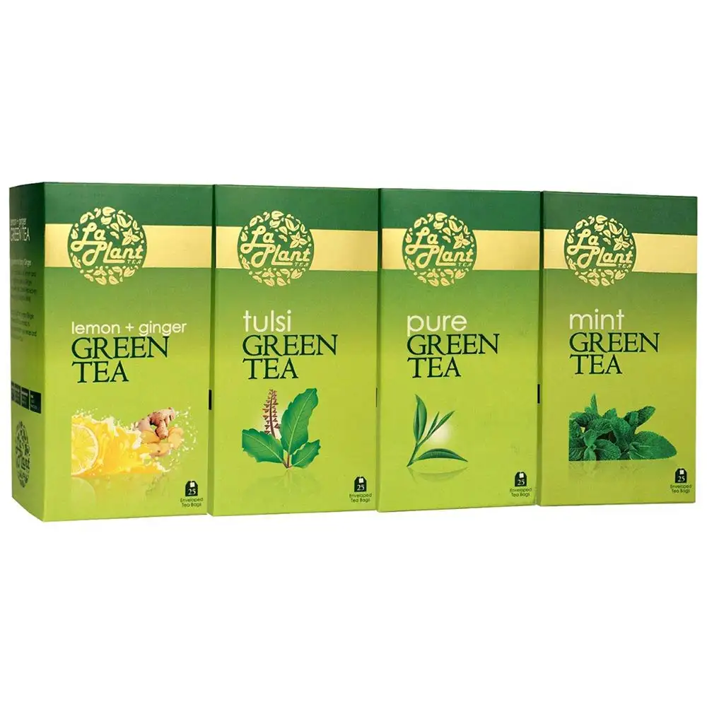 Laplant Green Tea Pack,  100 Piece(s)/Pack  Combo 5 (Pure, Tulsi, Mint & Lemon-Ginger)