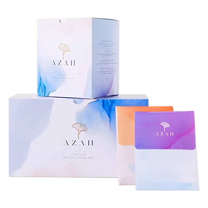 Azah Rash-free Organic Sanitary Pads (Box of 30 Pads: All XL - With disposal bags)