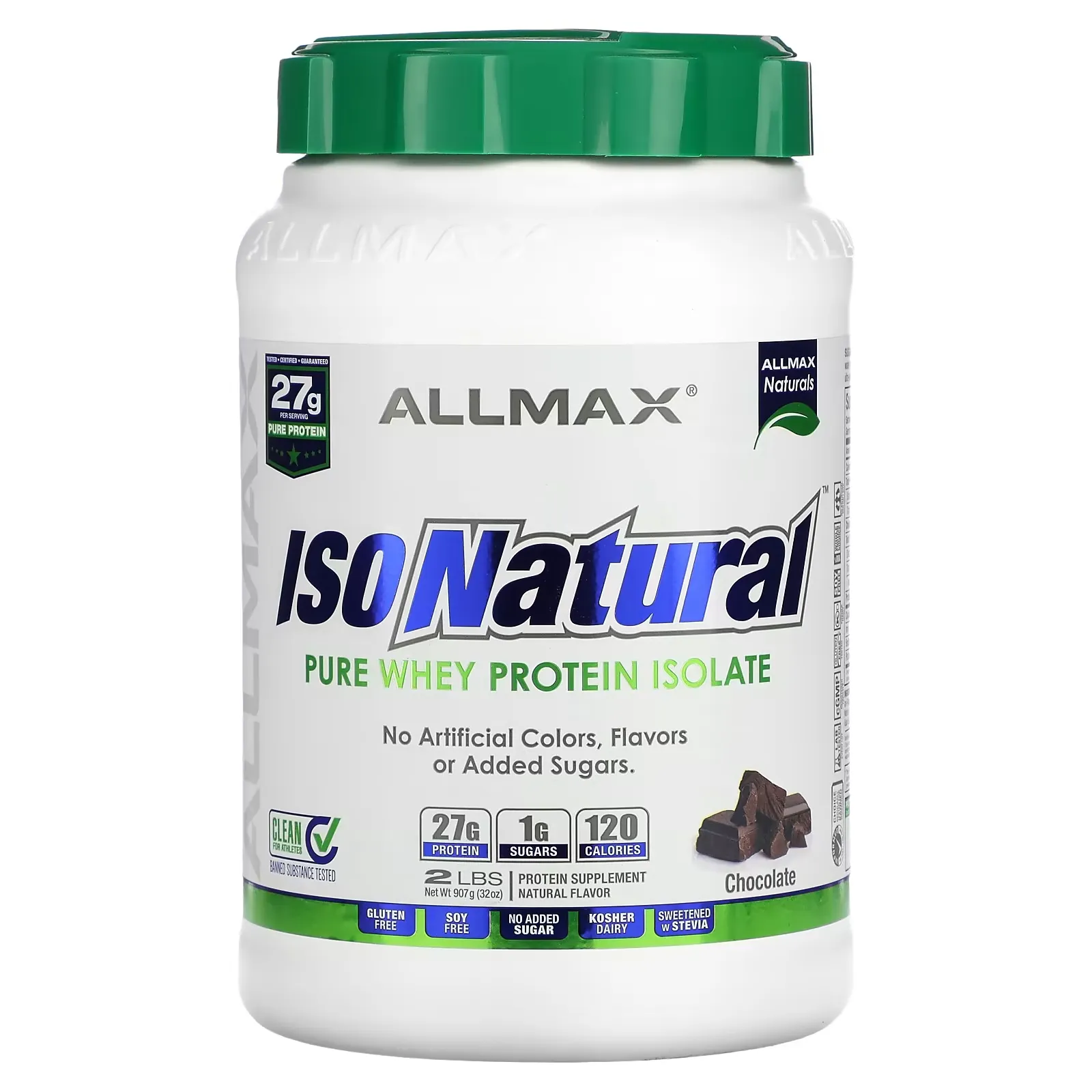 IsoNatural  Pure Whey Protein Isolate, Chocolate, 2 lbs (907 g)