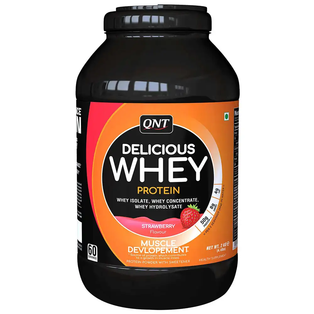 QNT Delicious Whey Protein,  4.4 lb  Strawberry