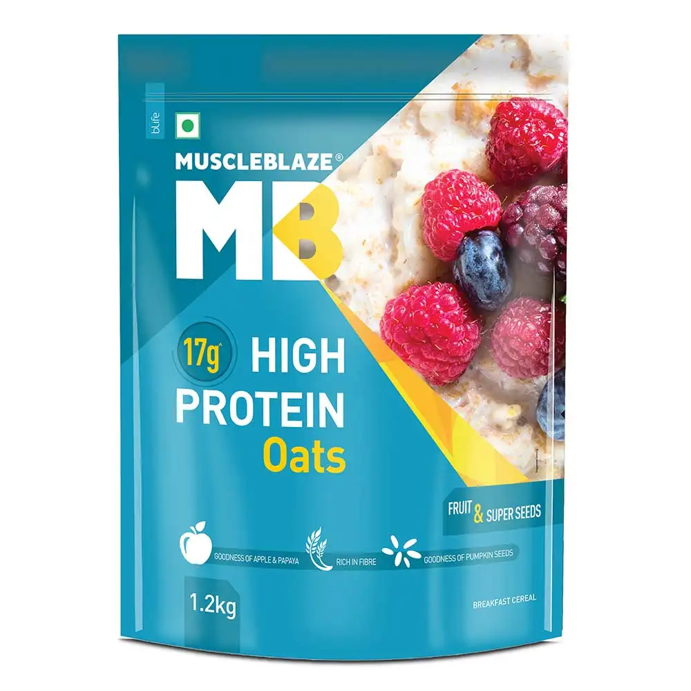 MuscleBlaze High Protein Oats,  1.2 kg  Fruit & Super Seeds