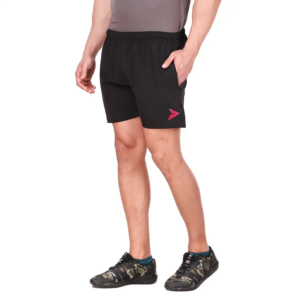 Fitinc N S Lycra Shorts with Both Side Safety Zippered Pockets,  Medium  Black