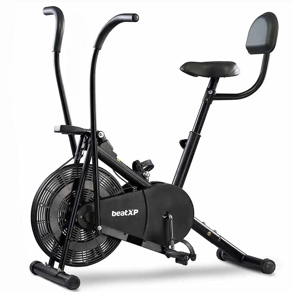 beatXP Vortex Active 2M Air Bike with Adjustable Cushioned Seat, Moving Handles & Back Support (Black)