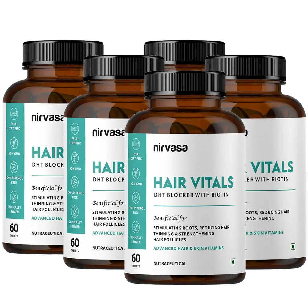 Nirvasa Hair Vitals DHT Blocker with Biotin,  60 tablet(s)  Unflavoured (Pack of 5)