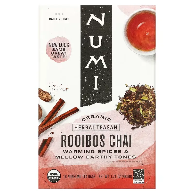 Organic Herbal Teasan, Rooibos Chai, Caffeine Free, 18 Tea Bags, 1.71 oz (48.6 g)